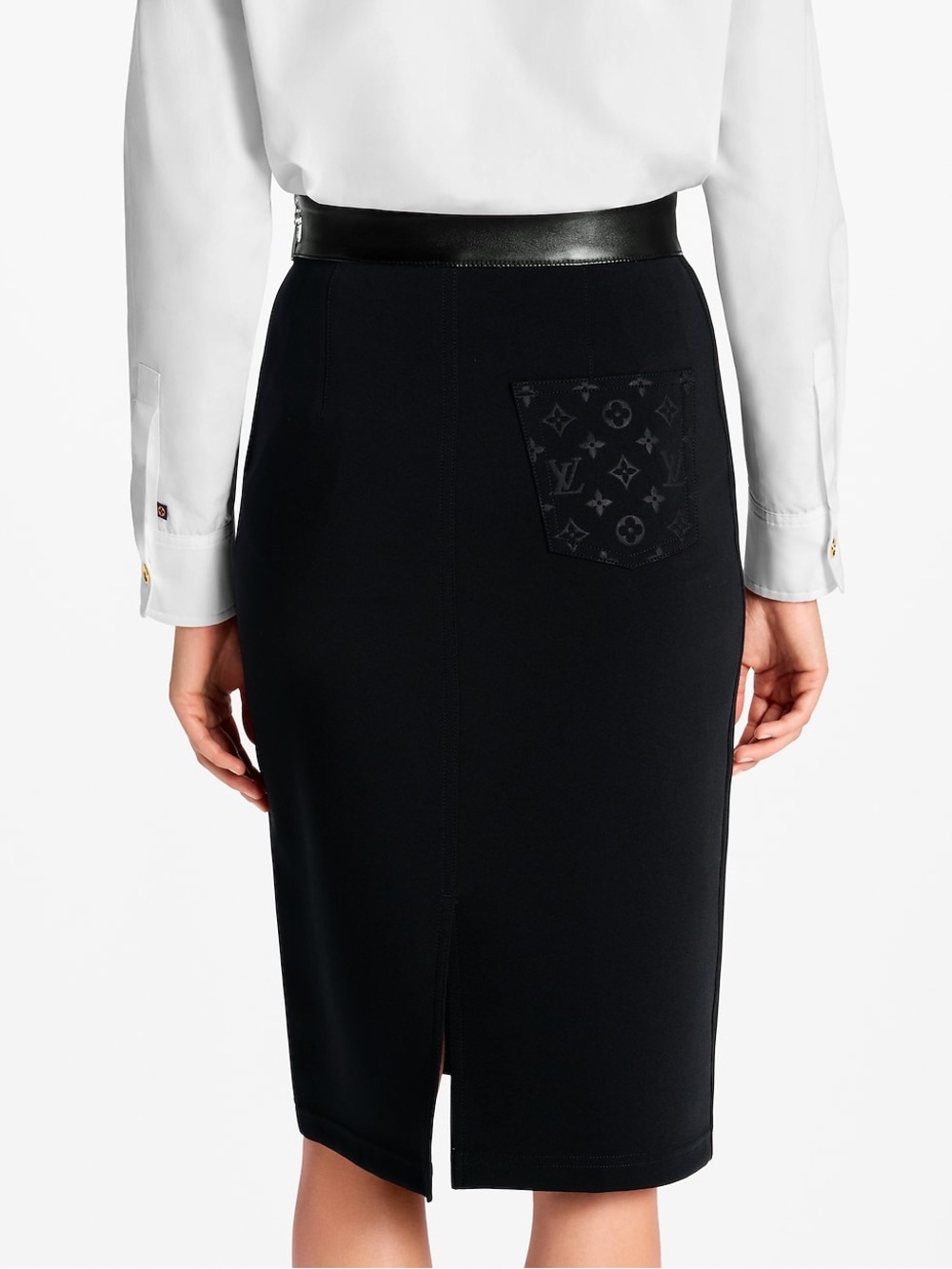 Louis Vuitton Leather Accent Technical Jersey
Skirt - French Size 34
